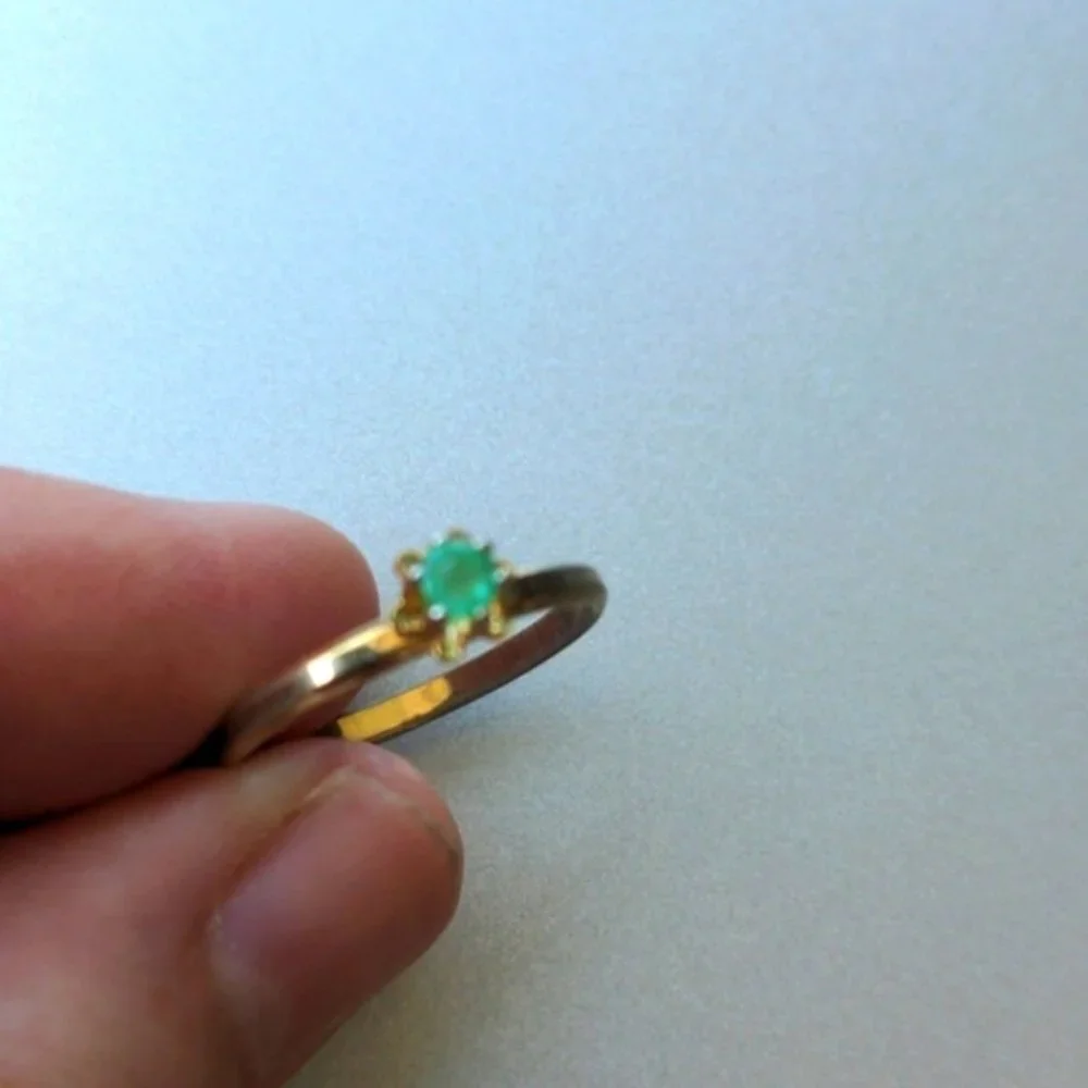 Vintage handmade ring with  Colombian emerald stone, size 6 - Picture 2 of 11